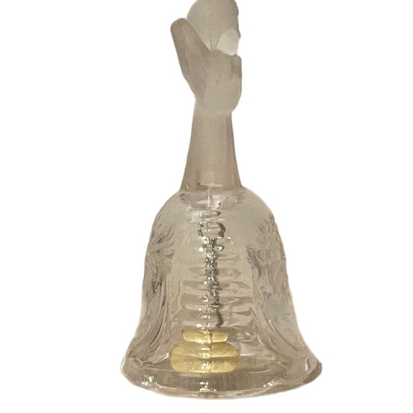 Vtg LaVie Frosted Angel Praying On Clear Glass Bell - Picture 4 of 5